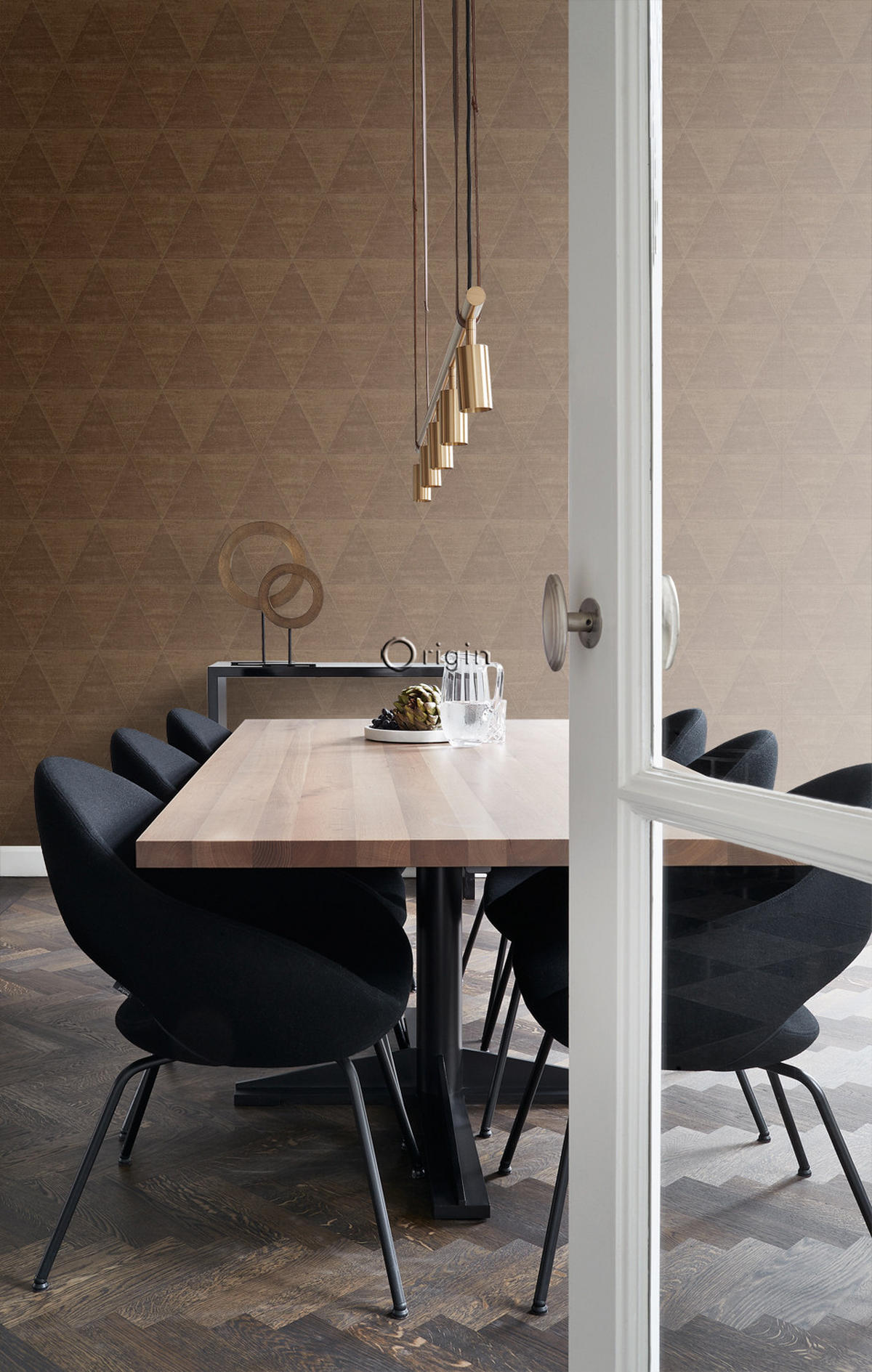 TAPETE verwitterte Metalldreiecke 53 cm x 10.05 m - Braun, Papier (53/1000cm) - Origin Wallcoverings