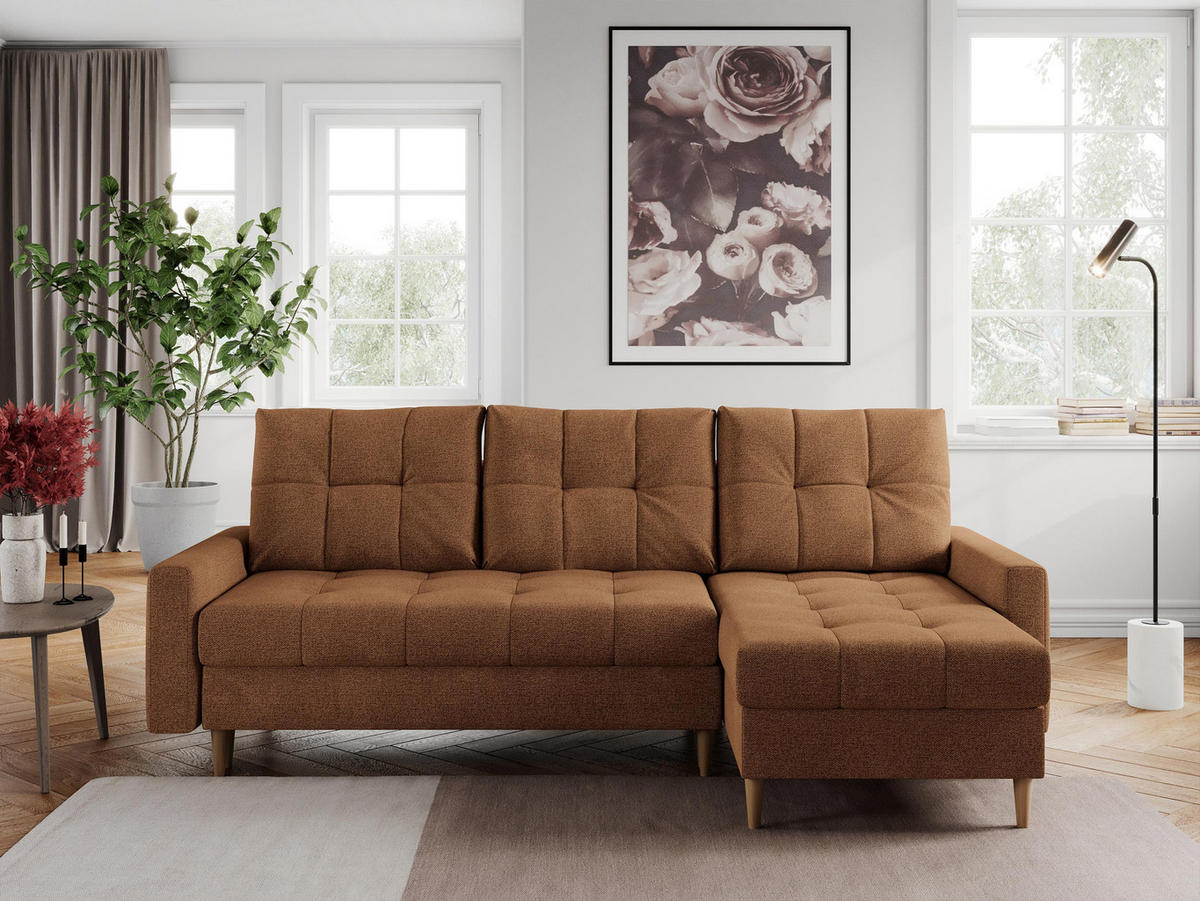 ECKSOFA Colin Struktur Orange - Orange/Braun, Holz/Textil (220/140cm) - MKS
