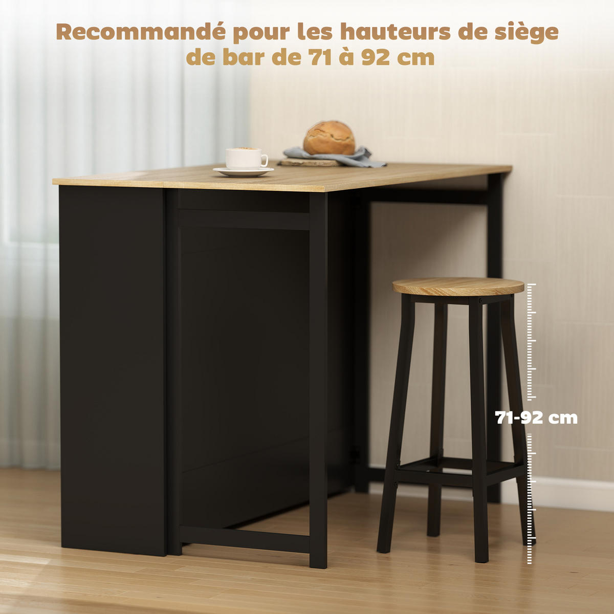BARTISCH DE-14797 klappbar mit Schrank & 4 offenen Fächern Schwarz - Schwarz, Holzwerkstoff (116/79.6/90.5cm) - ComfortXL