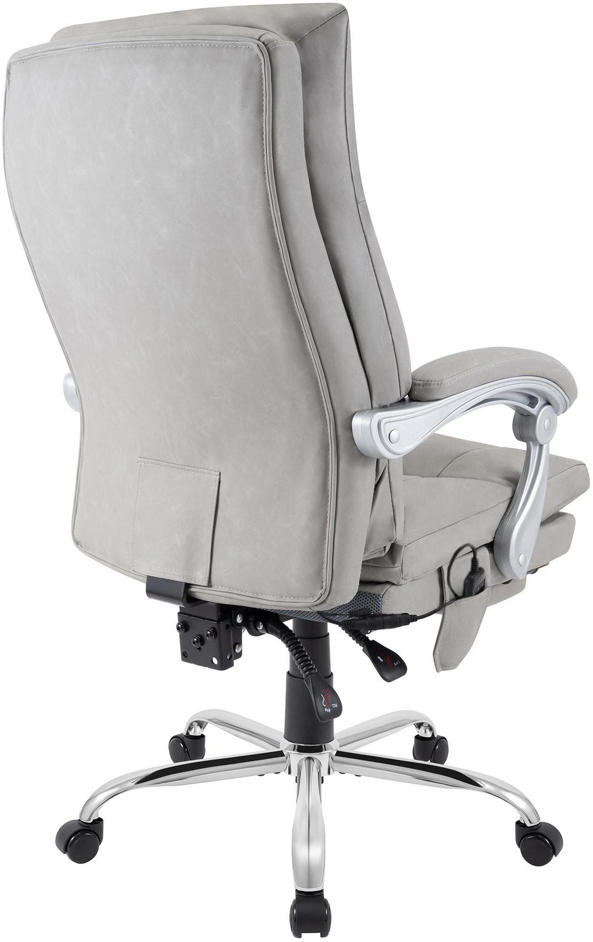 CHEFSESSEL Lederlook Grau - Chromfarben/Grau, Textil/Metall (64/112/67cm) - CLP