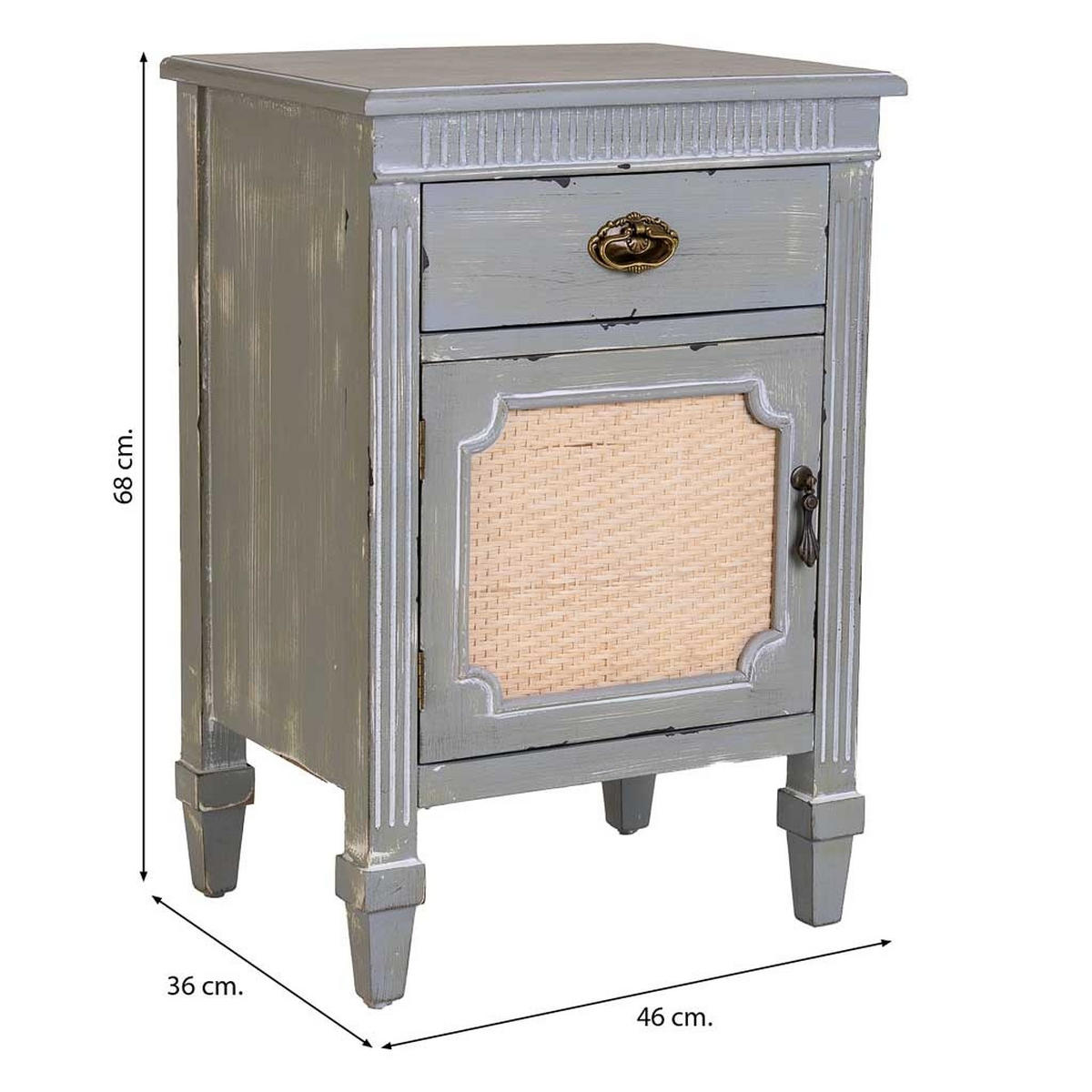 NACHTTISCH aus Holz und Gitter, blau, 46x36x68cm - Blau, Holz (46/68/36cm) - Wanderlust