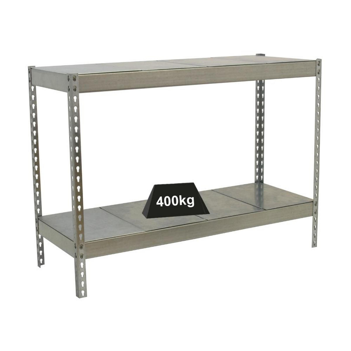 SCHWERLASTREGAL MINI METAL YETI TWO | HxBxT 90x120x45cm | Fachlast 400kg | Verzinkt - Silberfarben, Metall (120/90/45cm) - PROREGAL