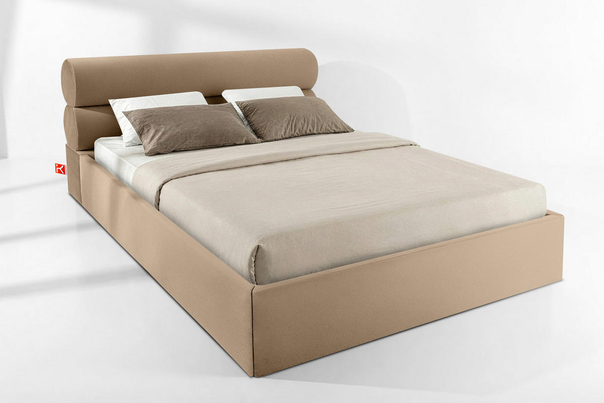POLSTERBETT LUNEO - Beige/Schwarz, Holz/Holzwerkstoff (202/204cm) - KONSIMO®