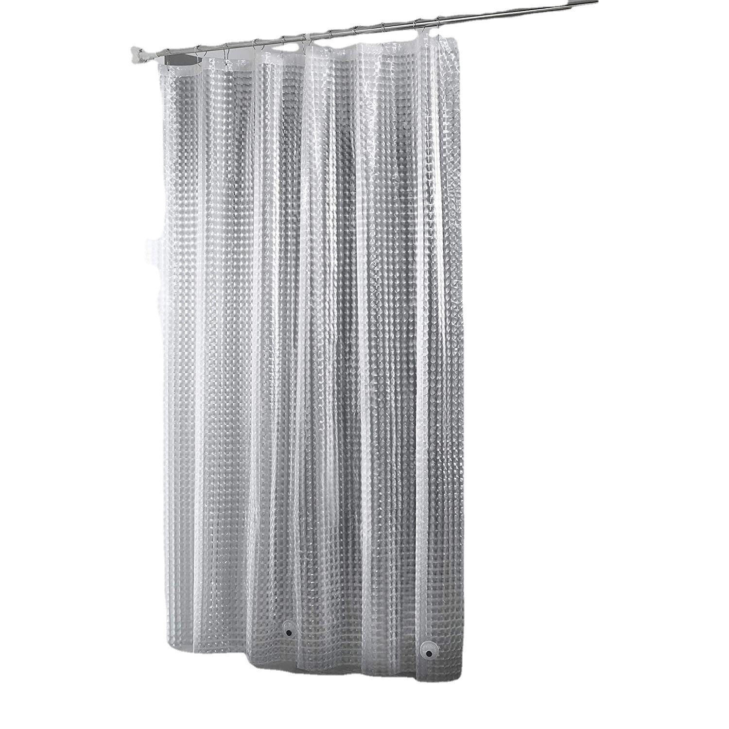 DUSCHVORHANG – Breite 180 x Höhe 200 cm – Inklusive 12 Haken - Klar, Kunststoff (180/200cm)