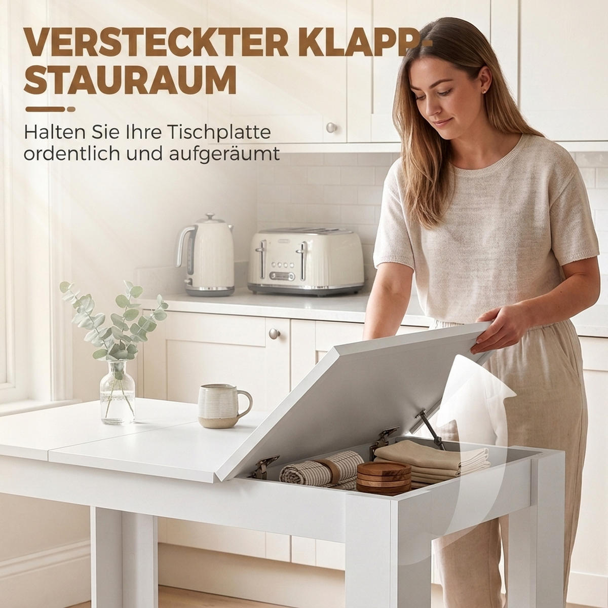 ESSTISCH Spanplatte Weiß - Weiß, Holzwerkstoff (120/60/75.5cm) - HOMCOM