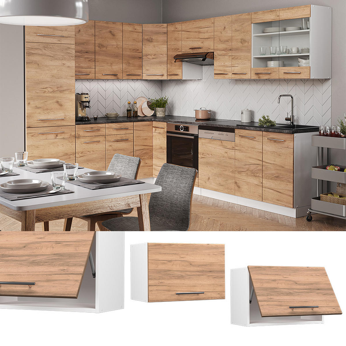 HÄNGESCHRANK Fame-Line Goldkraft Eiche 60 cm Flach - Honigeiche/Eiche Wotan, Holzwerkstoff (60/40/34.1cm) - Vicco