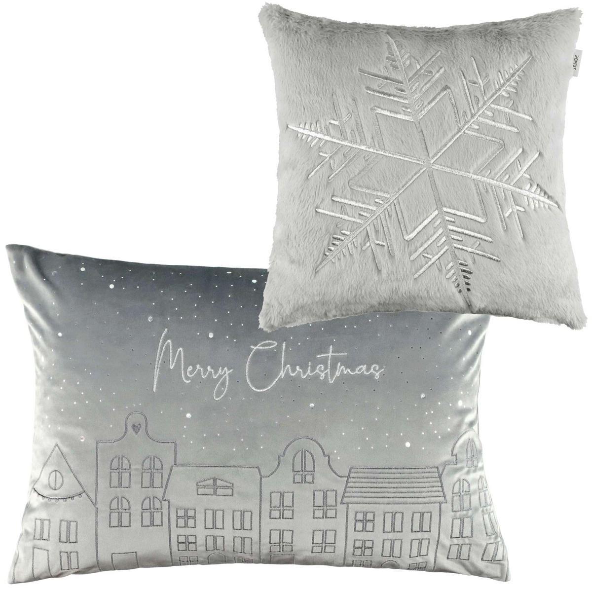 ZIERKISSENHÜLLE WEIHNACHTEN TOWN - Grau, Textil (60/40cm) - Esprit
