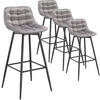 BARHOCKER 4er Set, Fußstütze, Samt, Hellgrau - Hellgrau/Schwarz, Textil/Metall (43/88/35.5cm) - Woltu