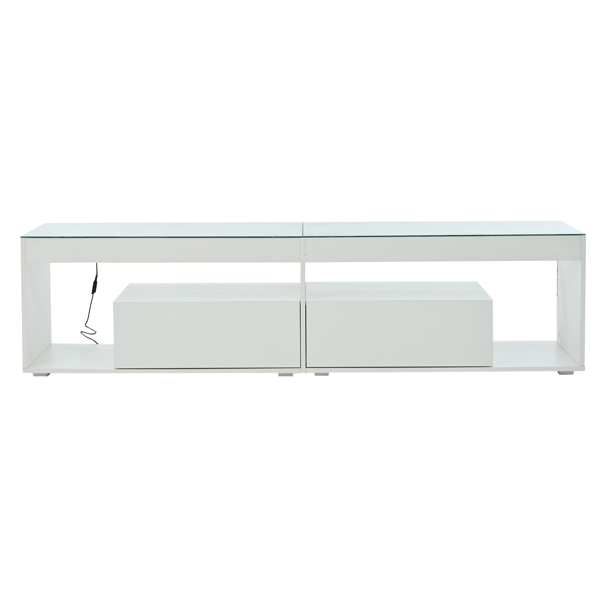 TV-ELEMENT180X40X46CM LED-Beleuchtung Weiß Hochglanz für 70-Zoll-Fernseher - Weiß, Holz (49.53/19.69/73.03cm) - Raelunyi