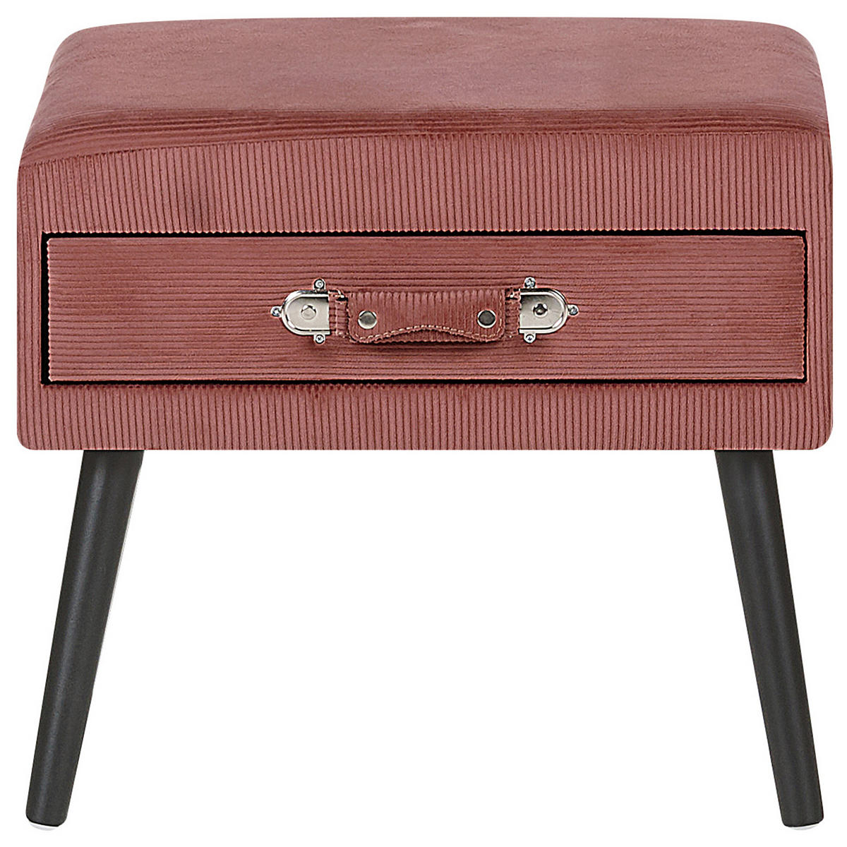 NACHTTISCH rosa Cord Koffer-Design Eurostar - Pink/Schwarz, Textil (50/46/35cm) - Beliani