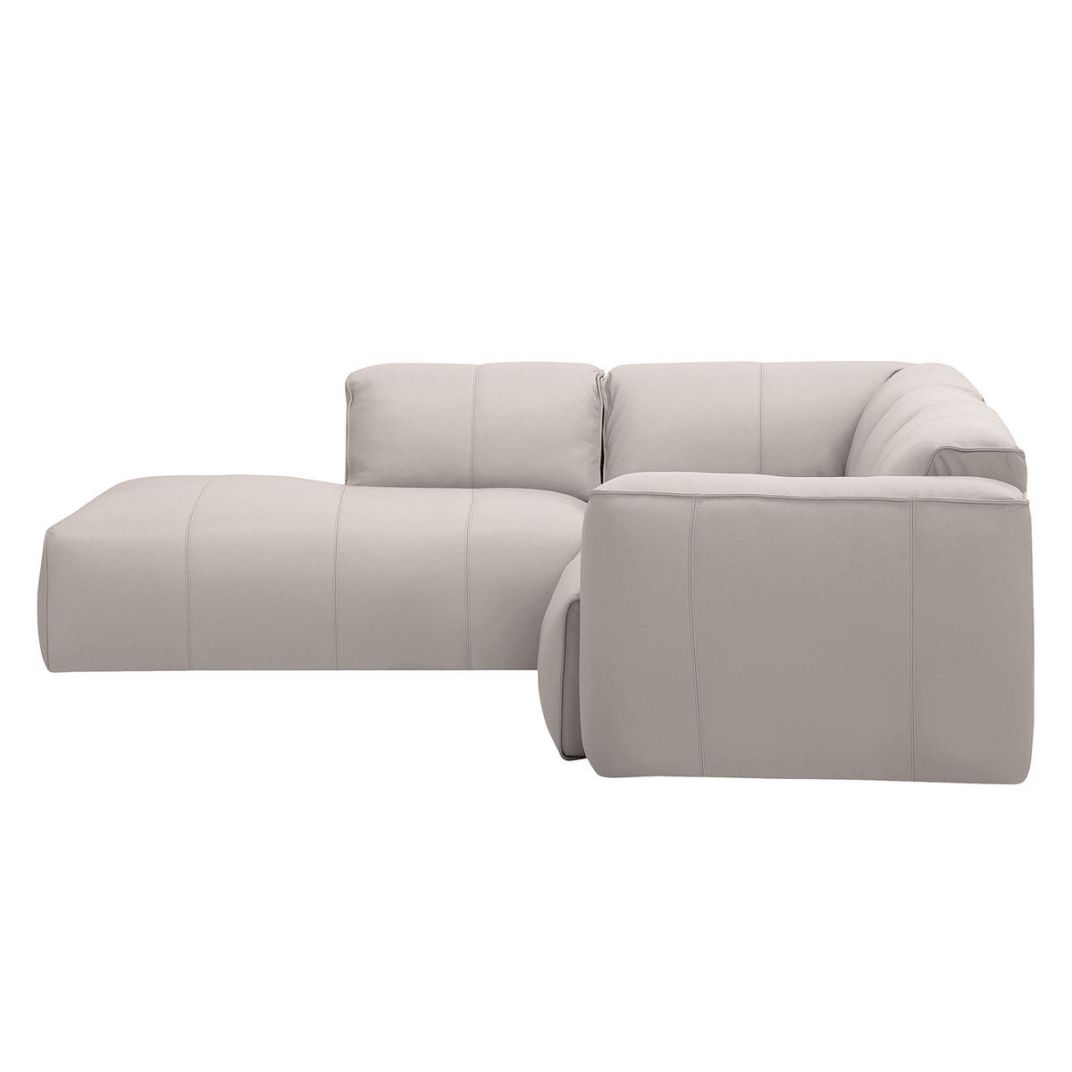 3-SITZER ECKSOFA mit Recamiere - Hellgrau/Schwarz, Leder/Kunststoff (295/231cm) - home24