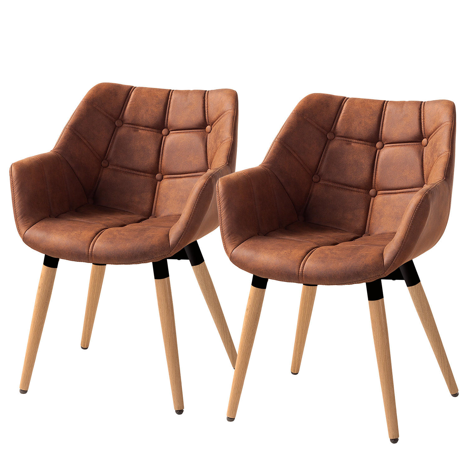 ARMLEHNENSTUHL - Eiche massiv - Cognac, Holz/Textil (61/83/60cm) - home24