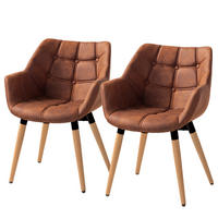 ARMLEHNENSTUHL - Eiche massiv - Cognac, Holz/Textil (61/83/60cm) - home24