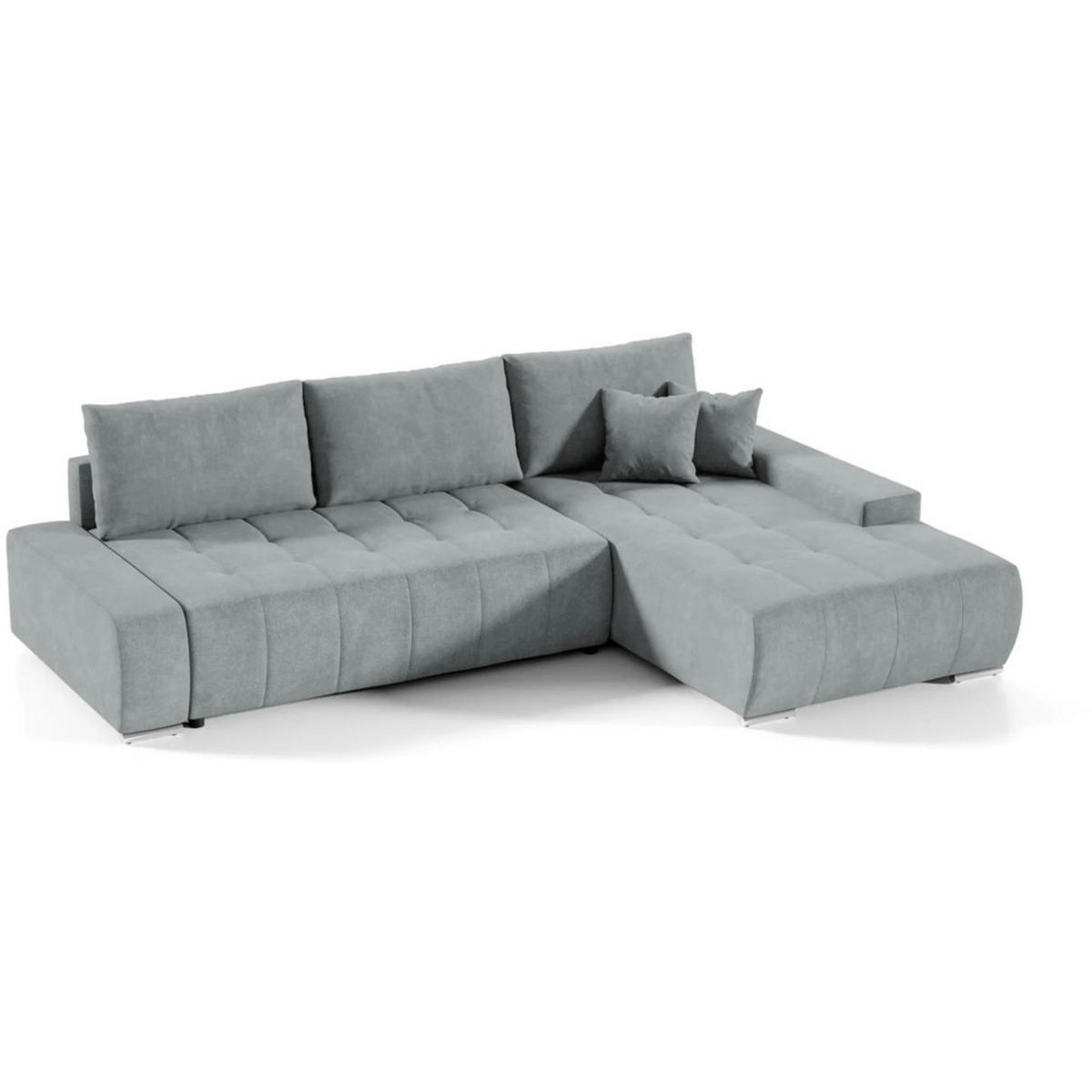 ECKSCHLAFSOFA Draco L Hellgrau - Hellgrau/Schwarz, Kunststoff/Textil (267/186cm) - Beautysofa