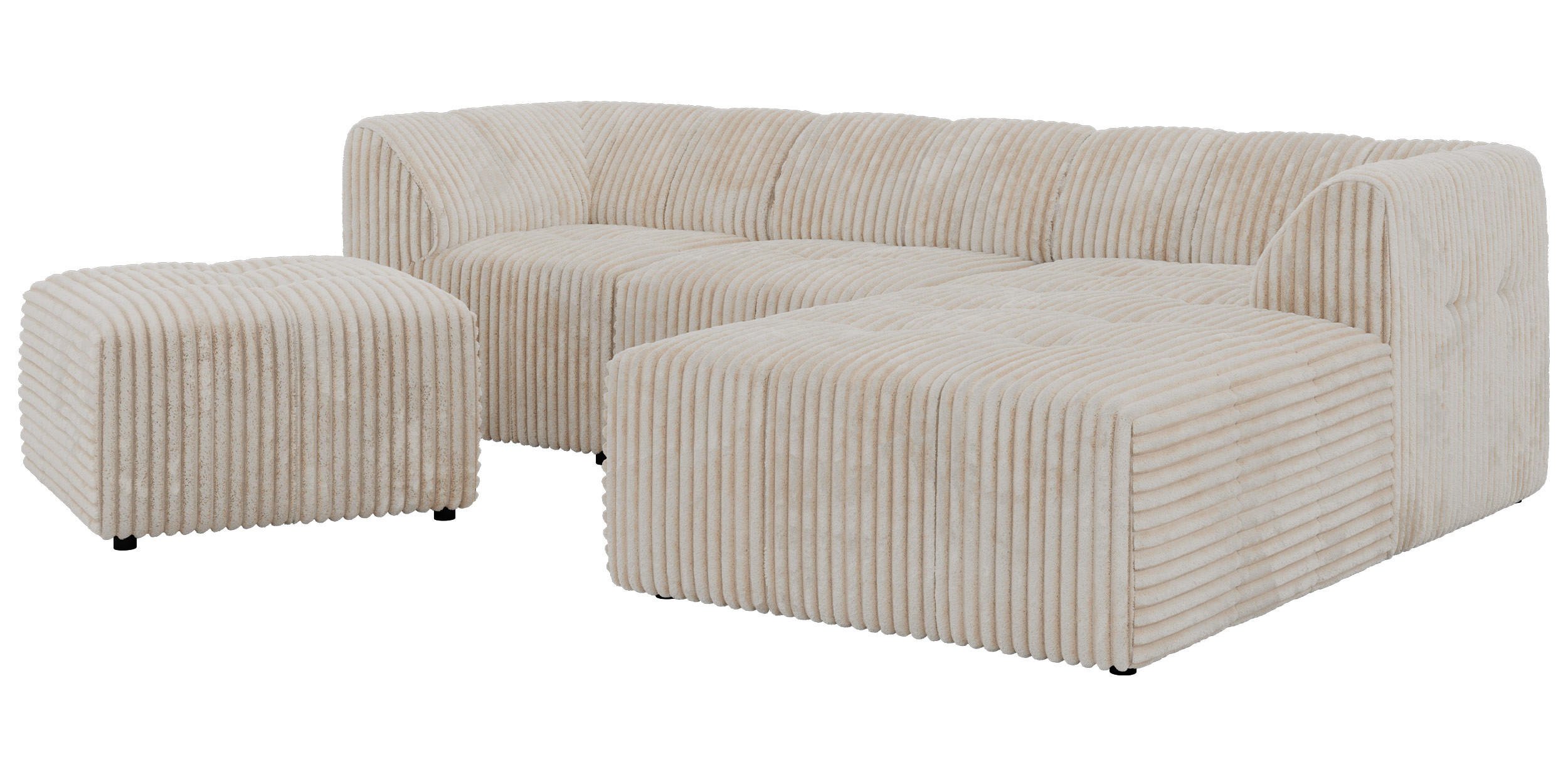 ROHOVÁ SEDAČKA VORITA L 4M - Béžová Manšestr - Pravá - černá/krémová, textil/plast (176/267cm) - MKS