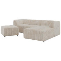 ROHOVÁ SEDAČKA VORITA L 4M - Béžová Manšestr - Pravá - černá/krémová, textil/plast (176/267cm) - MKS