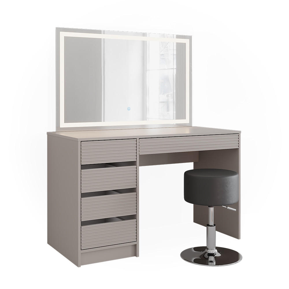 SCHMINKTISCH Sherry Cashmere 120 cm mit LED-Spiegel und Hocker - Kaschmir, Holzwerkstoff (120/75/55cm) - Vicco