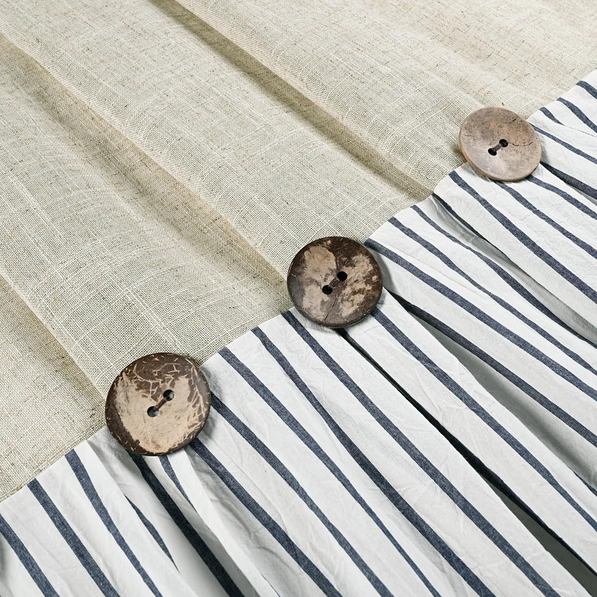 DUSCHVORHANG Blau Leinen Stil maschinenwaschbar wasserdicht breit lang - Blau, Textil (183/183cm) - MCBOSON