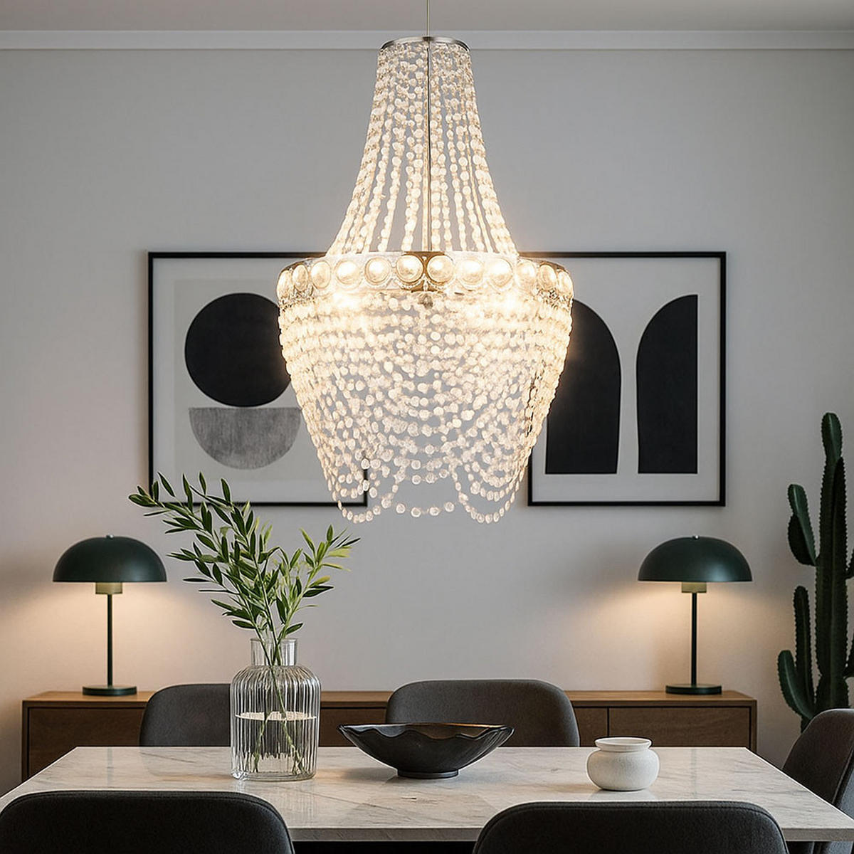 KRONLEUCHTER Kristallbehang Klar verchromt D38cm - Klar, Metall (38/38/150cm) - Globo Lighting