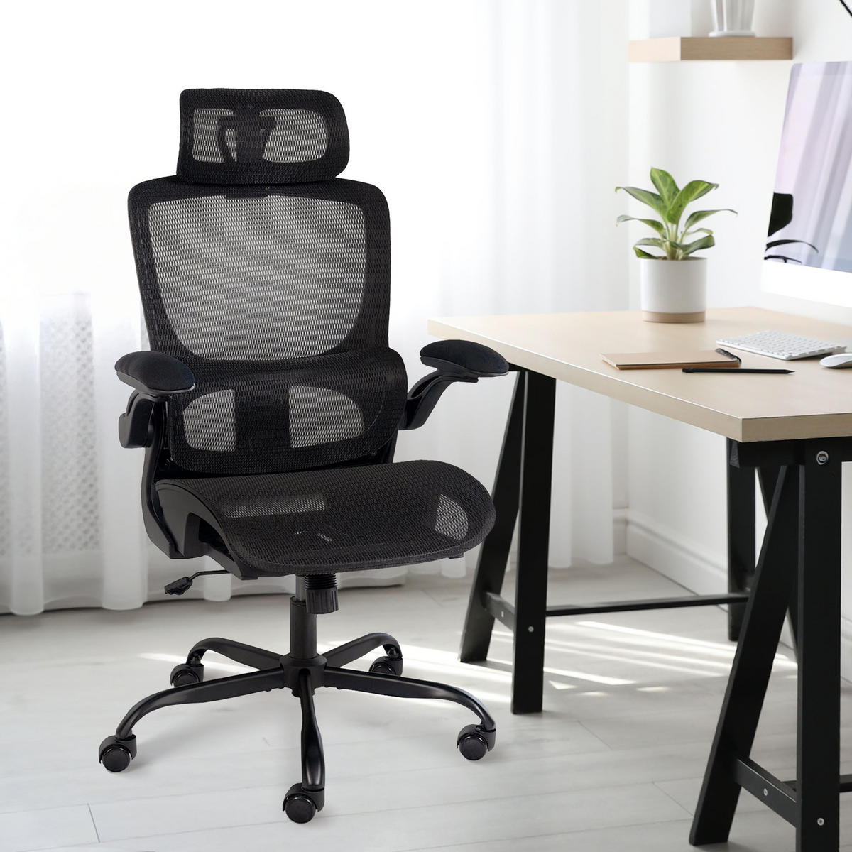 BÜROSTUHL Koven schwarz - Schwarz, Kunststoff/Metall (65/128/65cm) - TPFLiving