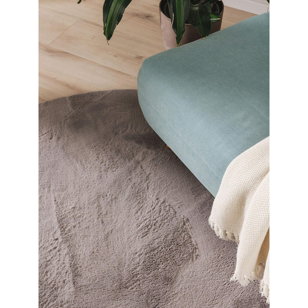 Thumbnail - benuta Kunstfellteppich, Grau, Kunststoff, Rund, 80x80 cm, pflegeleicht, Teppiche & Böden, Teppiche, Fellteppiche