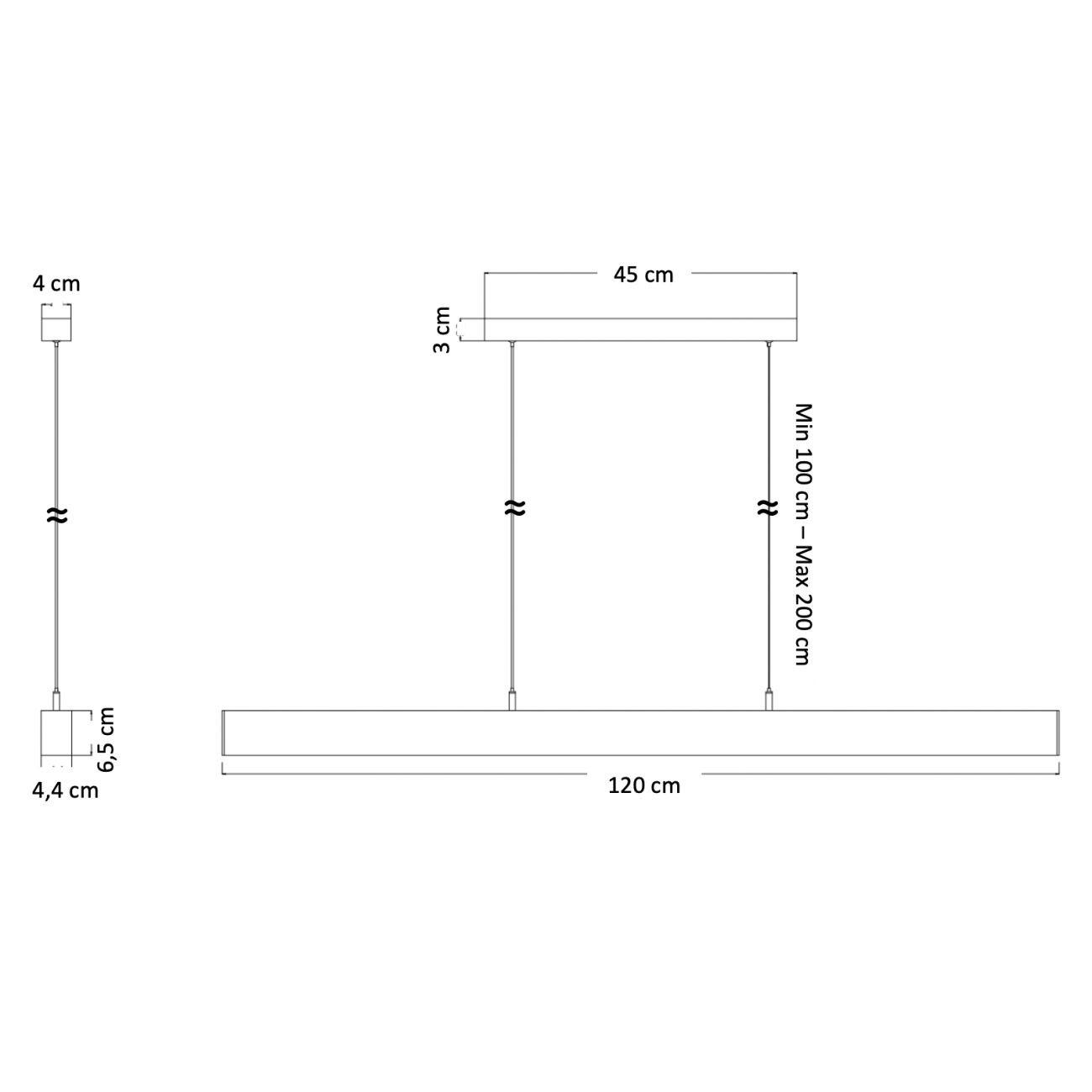 HÄNGELEUCHTE Kenzo, Weiß, 120cm - Weiß, Metall (120/6/6.5cm) - KOSILUM