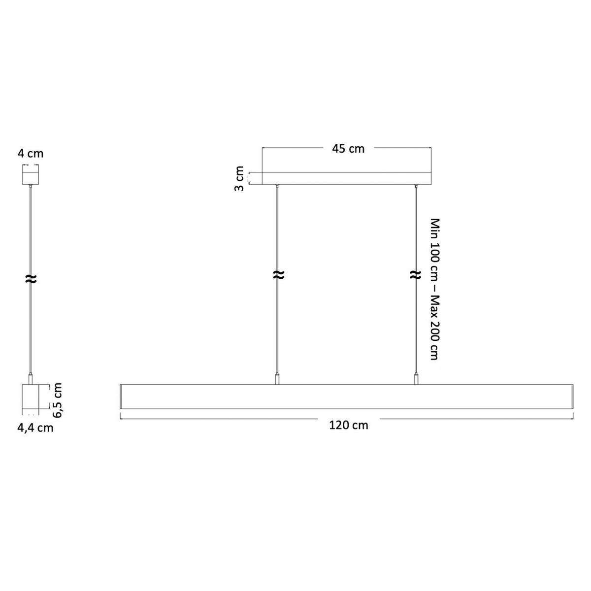 HÄNGELEUCHTE Kenzo, Weiß, 120cm - Weiß, Metall (120/6/6.5cm) - KOSILUM