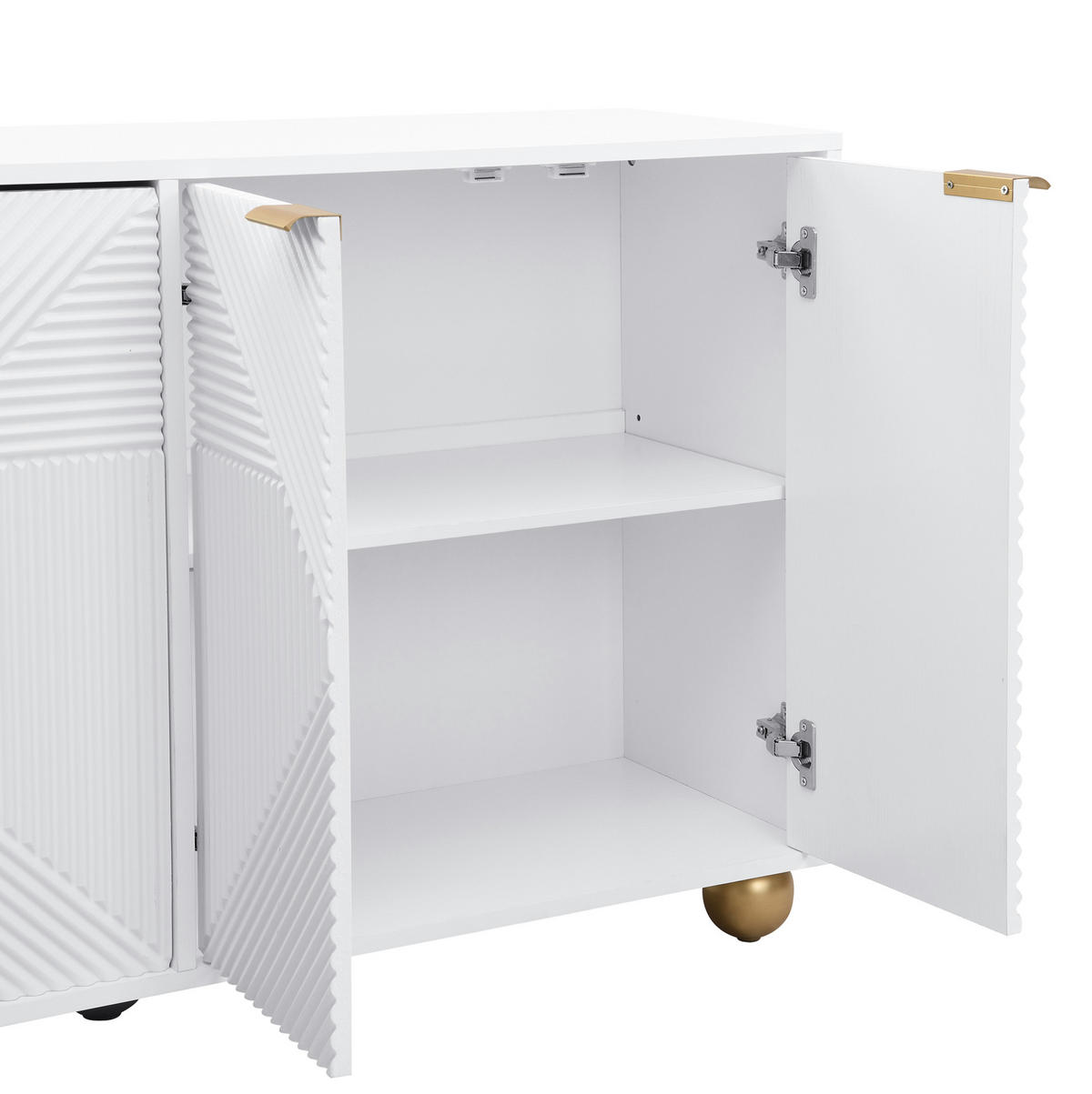 SIDEBOARD 120/35/71.5 cm Weiß aus MDF mit 4 Türen - Weiß, Holzwerkstoff (35/71.5/120cm) - OKMYHOME