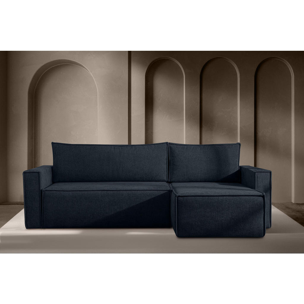 Thumbnail - Konsimo® Universal-Ecksofa, Dunkelblau, Textil, L-Form,L-Form, 246x148 cm, FSC 100%, Hergestellt in Europa, Wohnzimmer, ...