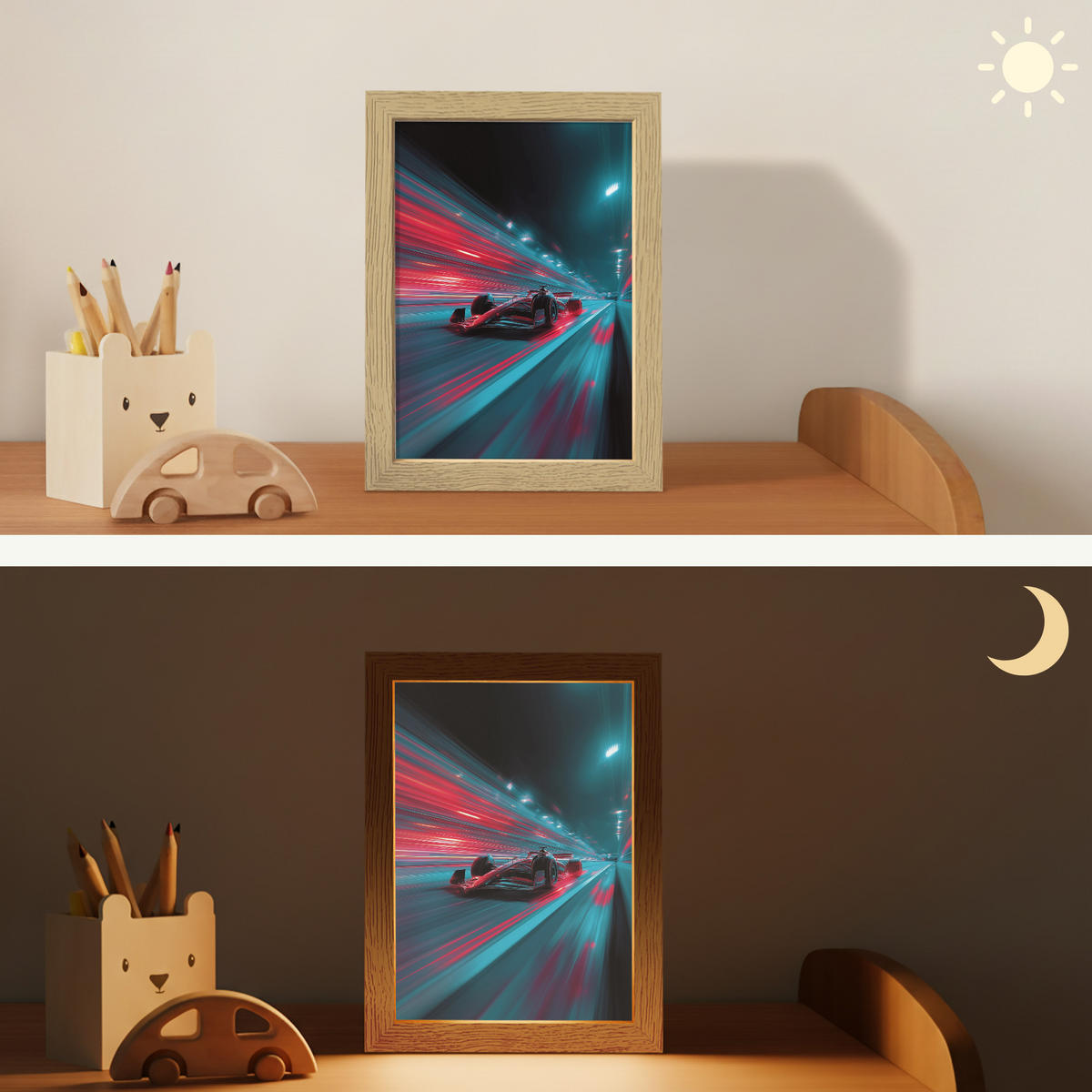 NACHTTISCHLAMPE Rennwagen - Rot - Geschwindigkeit 15x20 cm - Türkis, Holzwerkstoff (8/15/20cm)