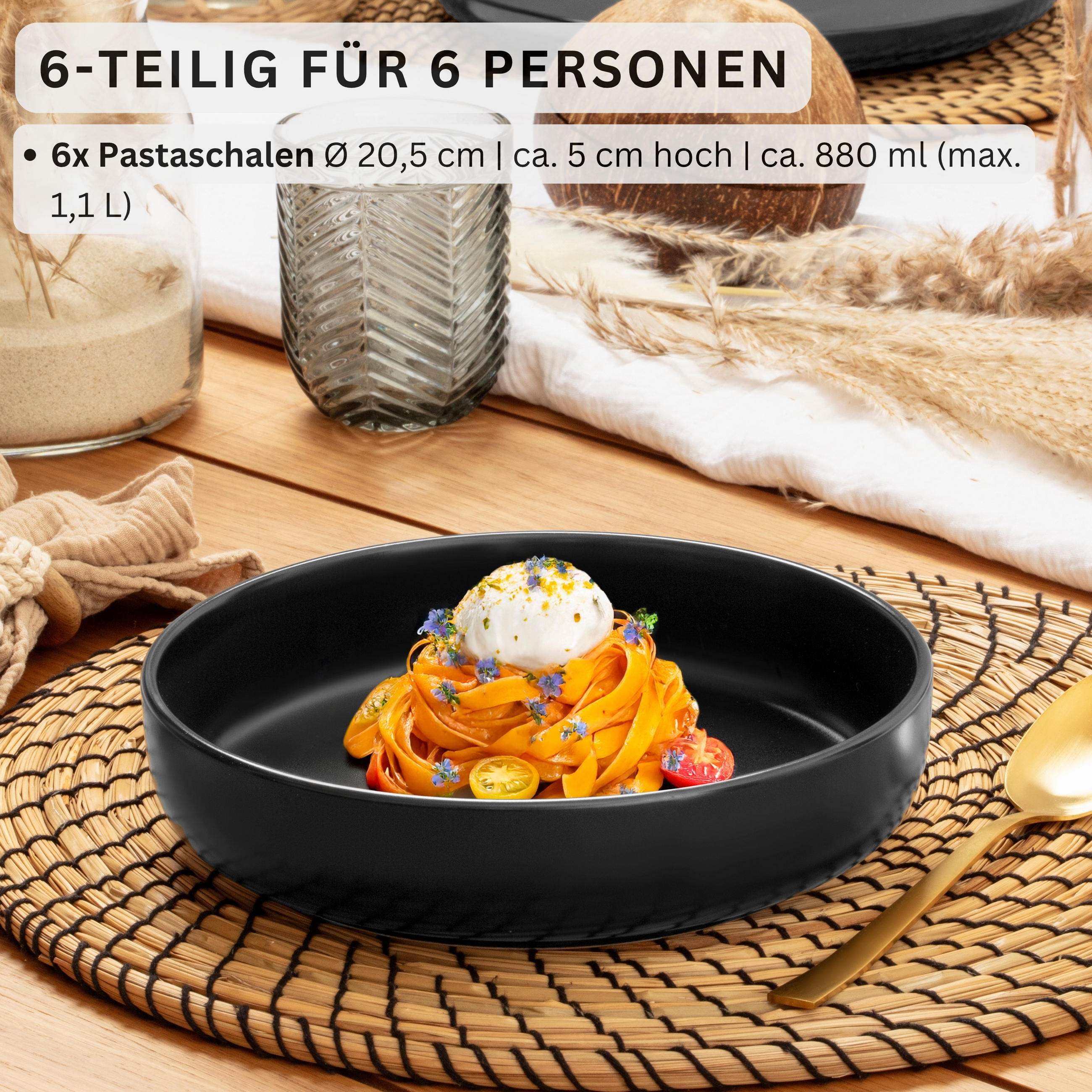 PASTASCHALEN MADEIRA - 6 teilig aus Steingut - Schwarz, Stein (20.5cm) - Sänger