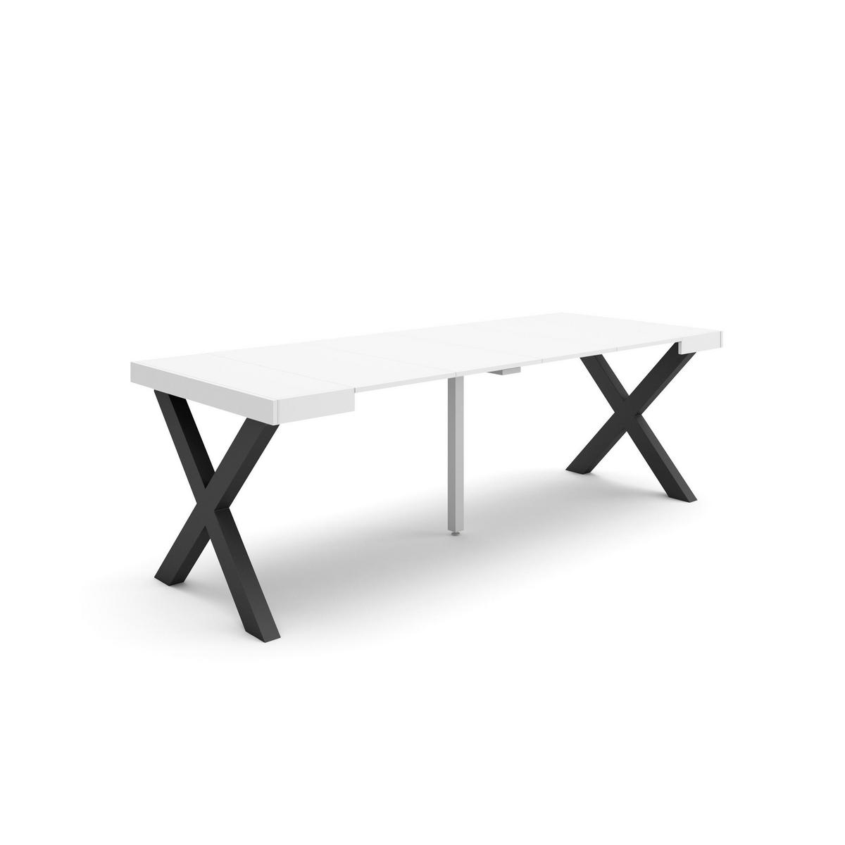 KONSOLENTISCH ausziehbar 58 bis 222cm, für 10 Gäste, weiß, 90/58/73cm - Weiß, Holzwerkstoff (90/222/73cm) - Skraut Home