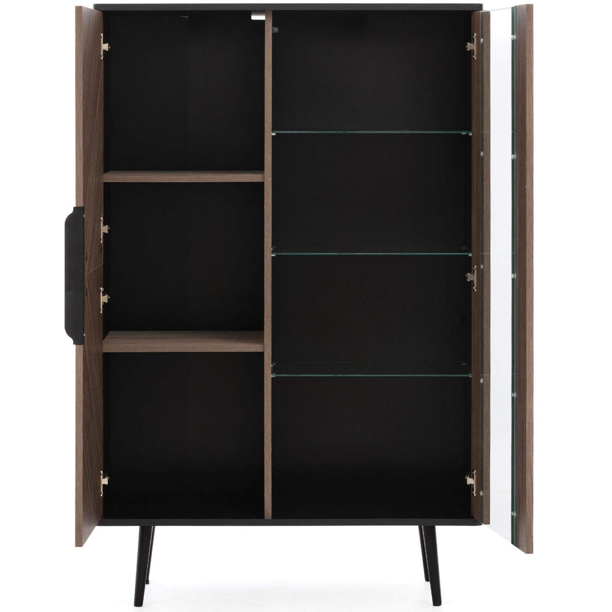 VITRINENSCHRANK LANDI,Schwarz/Braun - Schwarz/Braun, Holzwerkstoff (140/90/41cm) - KONSIMO®