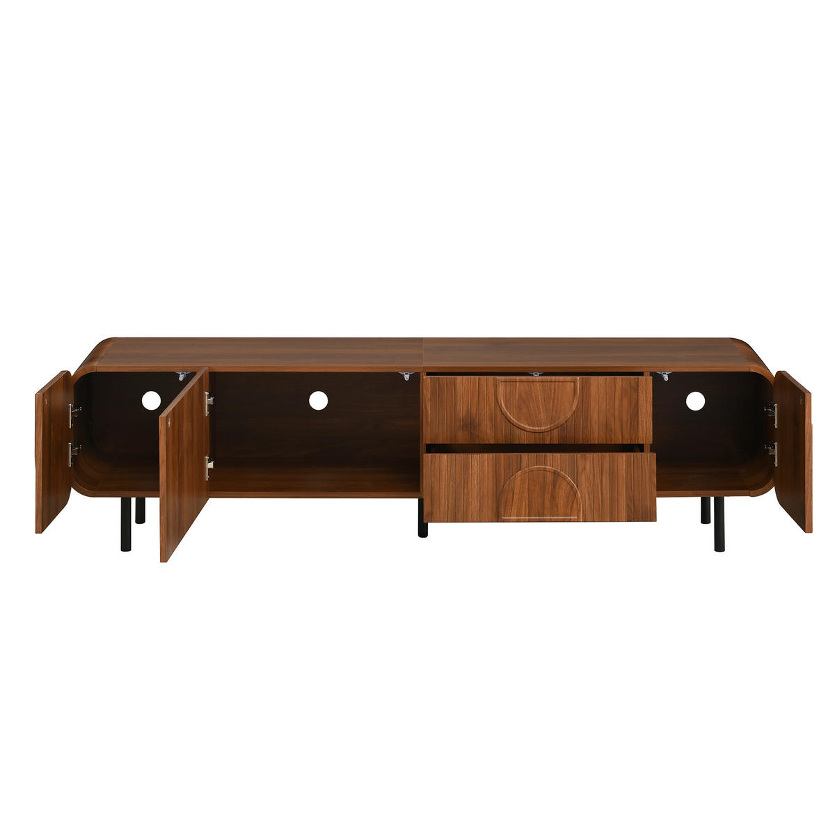 TV-SCHRANK 3 Türen 2 Schubladen - Walnussfarben, Holz (180/47.5/40cm)