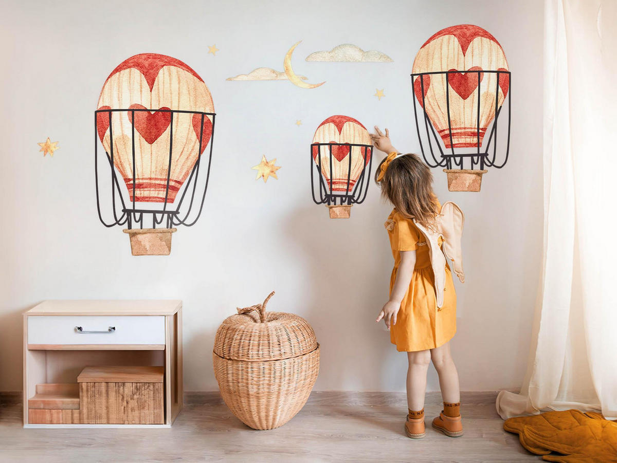 WANDAUFKLEBER 130x214cm - Boho-Ballons - Multicolor, Kunststoff (130/214/0.1cm) - Wallfluent
