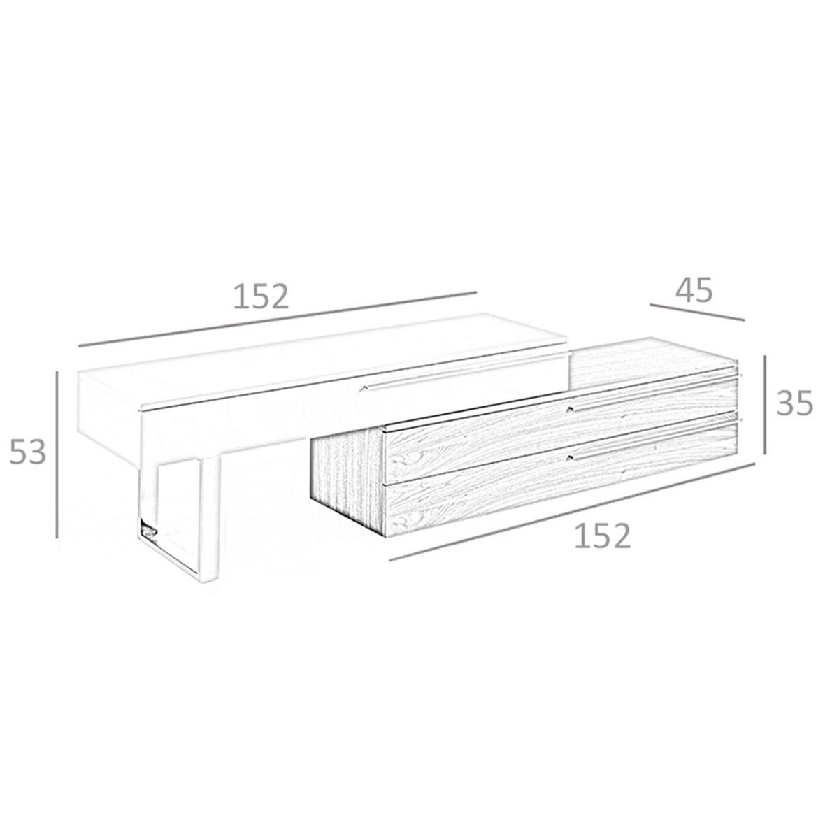 TV-ELEMENT TV-Möbel aus beigem Holz, Nussbaum und verchromtem Stahl 250/45/53 cm - Edelstahlfarben/Walnussfarben, Holz (250/53/45cm) - ANGEL CERDA