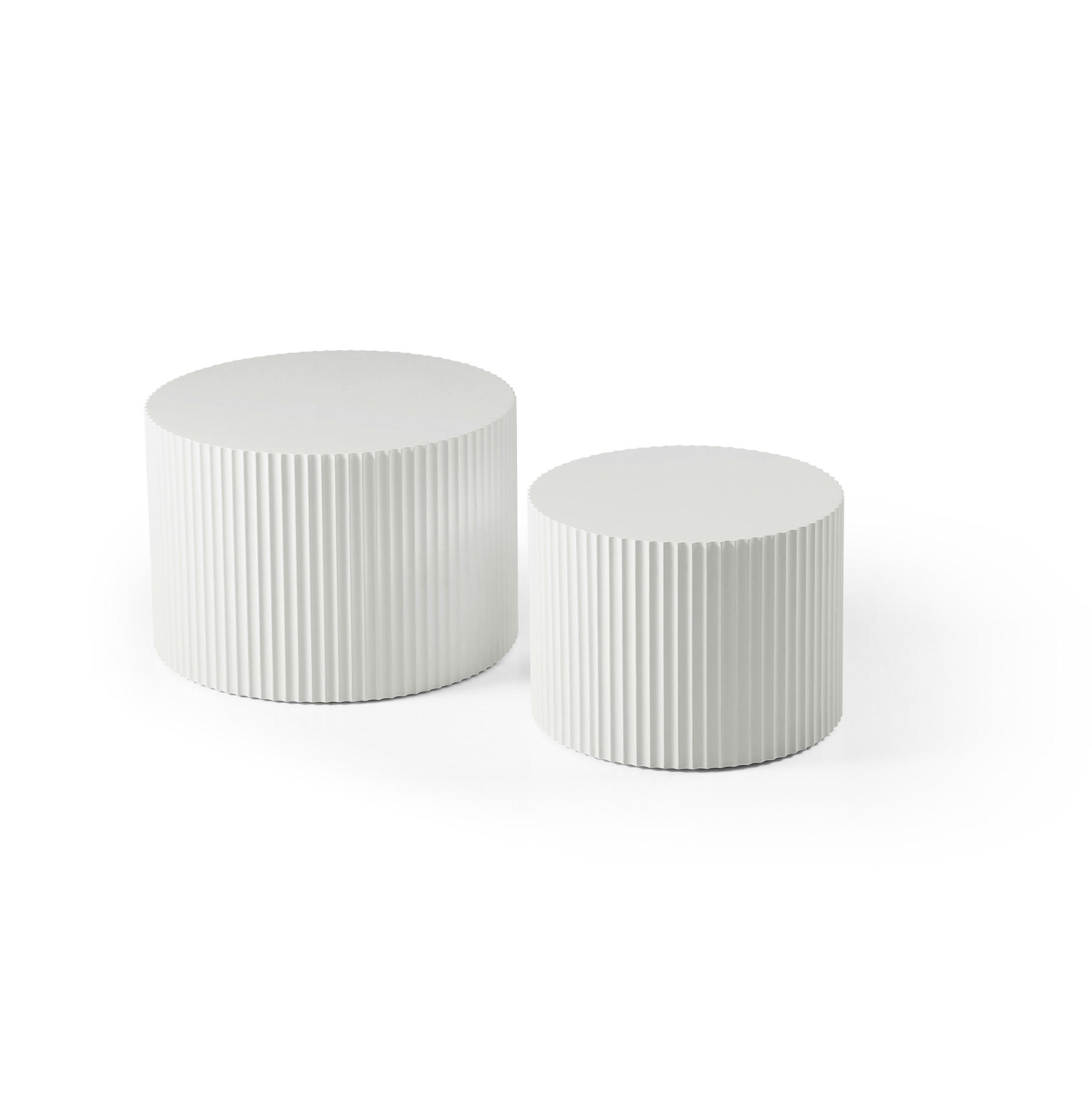 KONFERENČNÍ stolek sada 2 ks 60/40 a 48/35 cm bílá MDF, odkládací - bílá, kompozitní dřevo (60/60/40cm) - BEAOK