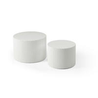 KONFERENČNÍ stolek sada 2 ks 60/40 a 48/35 cm bílá MDF, odkládací - bílá, kompozitní dřevo (60/60/40cm) - BEAOK
