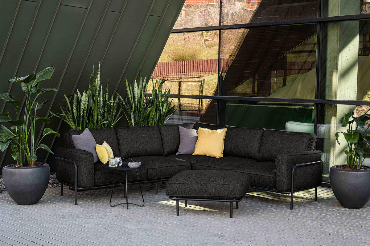 OUTDOOR-HOCKER - Schwarz, Textil/Metall (85/45/64cm) - home24