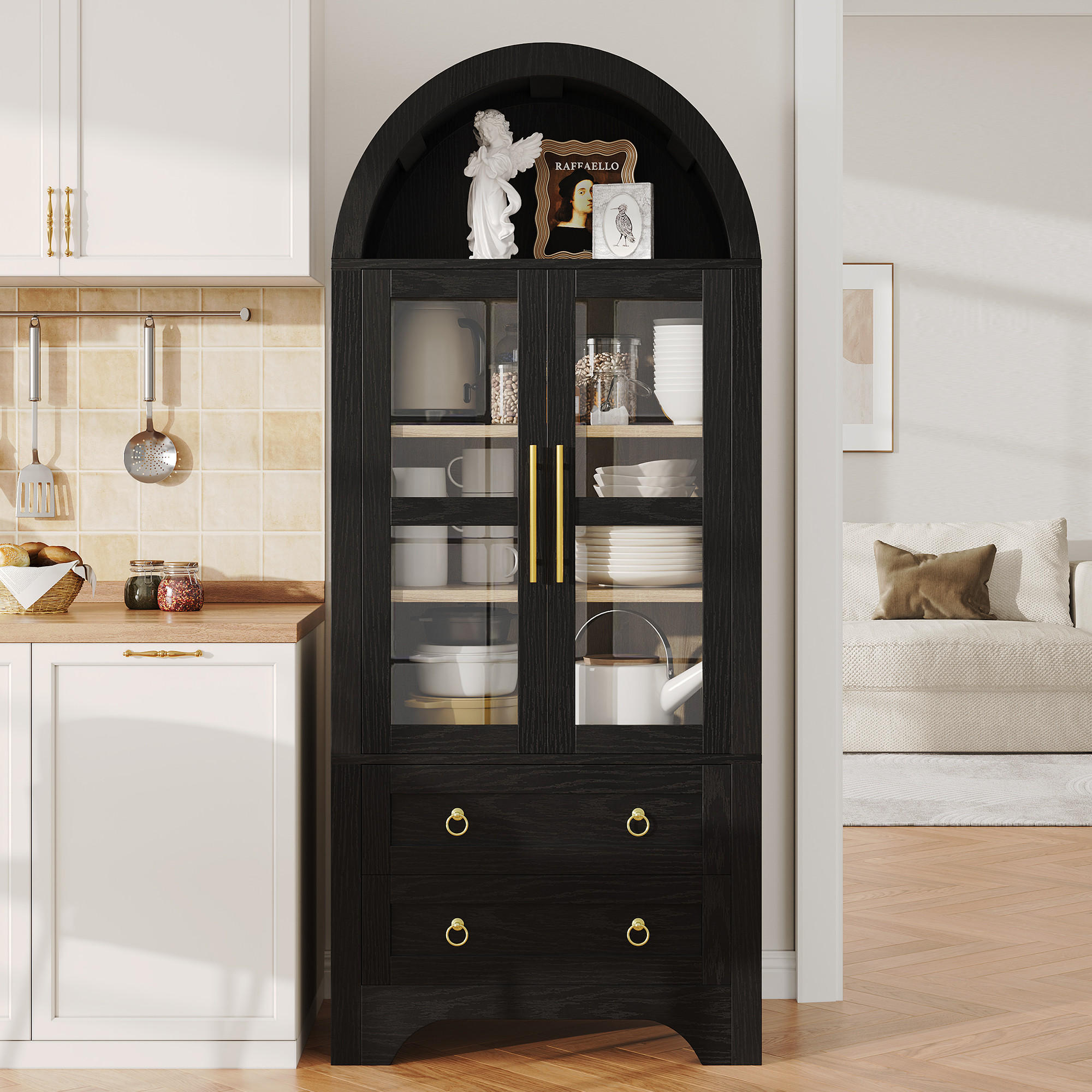 XXXLutz Geschirrschrank Schwarz 76.2x180x40 cm