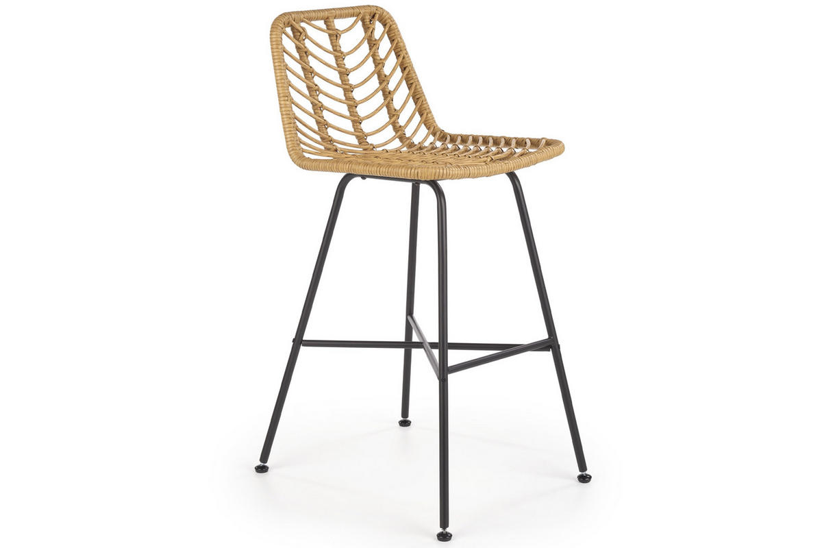 HOCKER IDUS Skandinavisch, natur/schwarz - Schwarz/Naturfarben, Kunststoff (113/46/43cm) - KONSIMO®