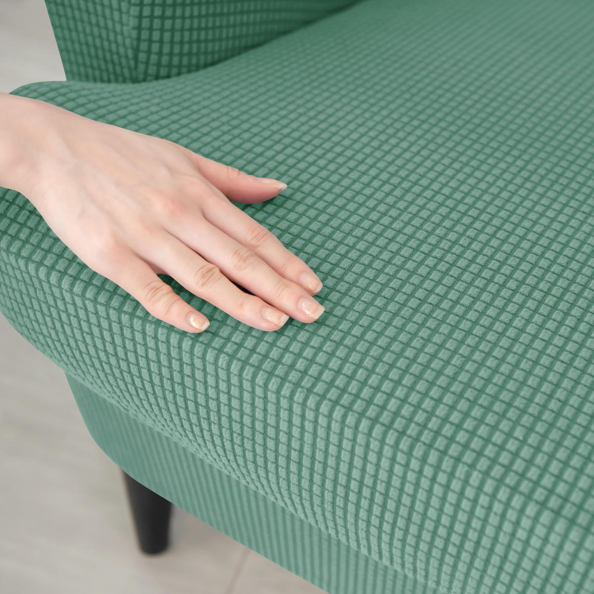 OHRENSESSEL ÜBERZUG Einfarbig Jacquard 2-Teilig - Grün, Textil (85/90cm) - Kaket