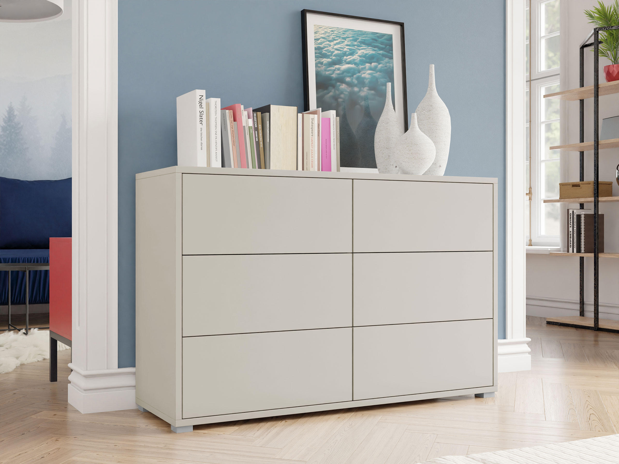 KOMMODE Gesita K6SZ - Kaschmir/Silberfarben, Holzwerkstoff/Kunststoff (120/73/41cm) - MIRJAN24