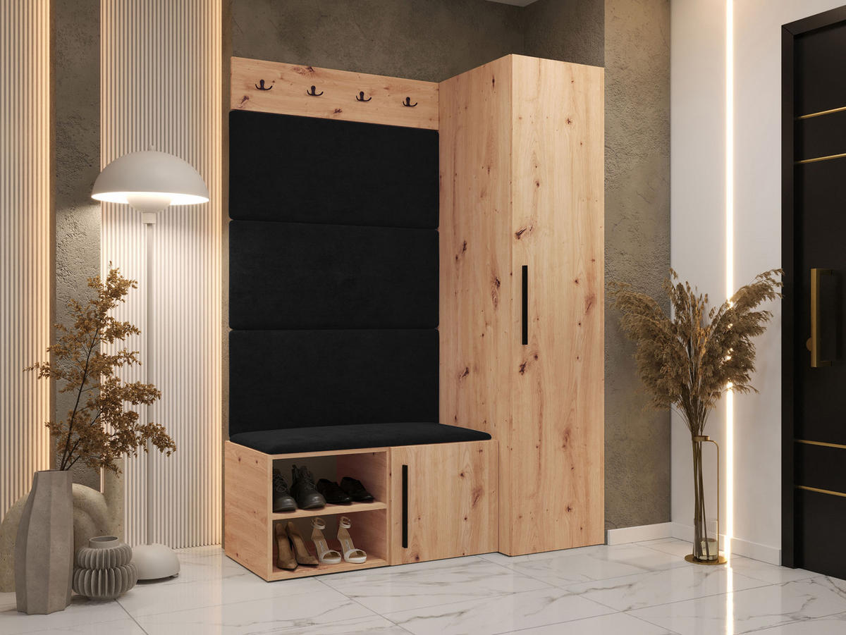 GARDEROBEN-SET Medi II - Anthrazit/Schwarz, Holzwerkstoff/Kunststoff (40/191/50cm) - MIRJAN24