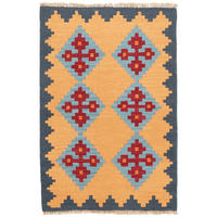 KELIM-TEPPICH handgewebt Gashgai Gelb 97/60 cm Schurwolle - Gelb, Textil (60/97cm) - Looma