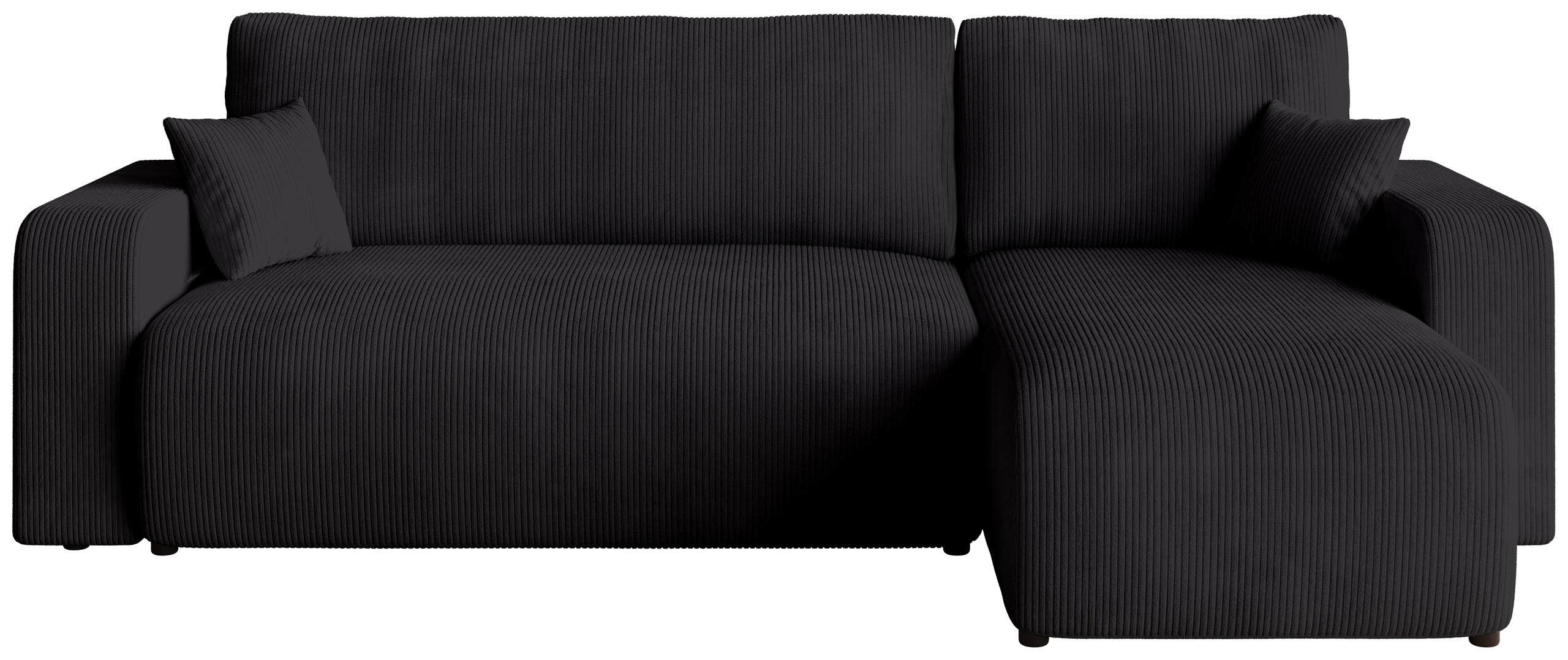 ECKSOFA PUMI mit Schlaffunktion Schwarz Cord - Schwarz, Textil (244/148cm) - Bromarkt