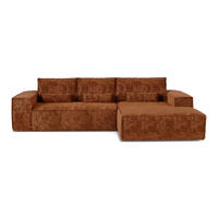ECKSOFA rechtwinklig JUNE Geprägter Samt Terrakotta 320cm - Dunkelorange/Terracotta, Textil (320/165cm) - Premium Interiors