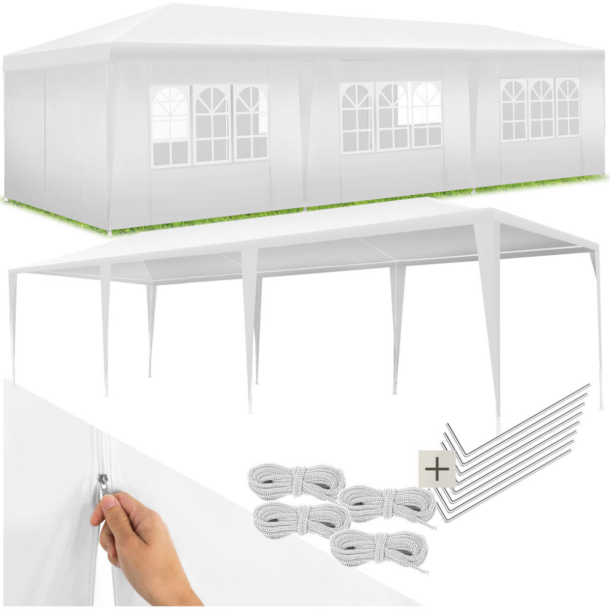 PAVILLON Miramas,wasserdicht,weiß - Weiß, Kunststoff (300/250/900cm) - tectake