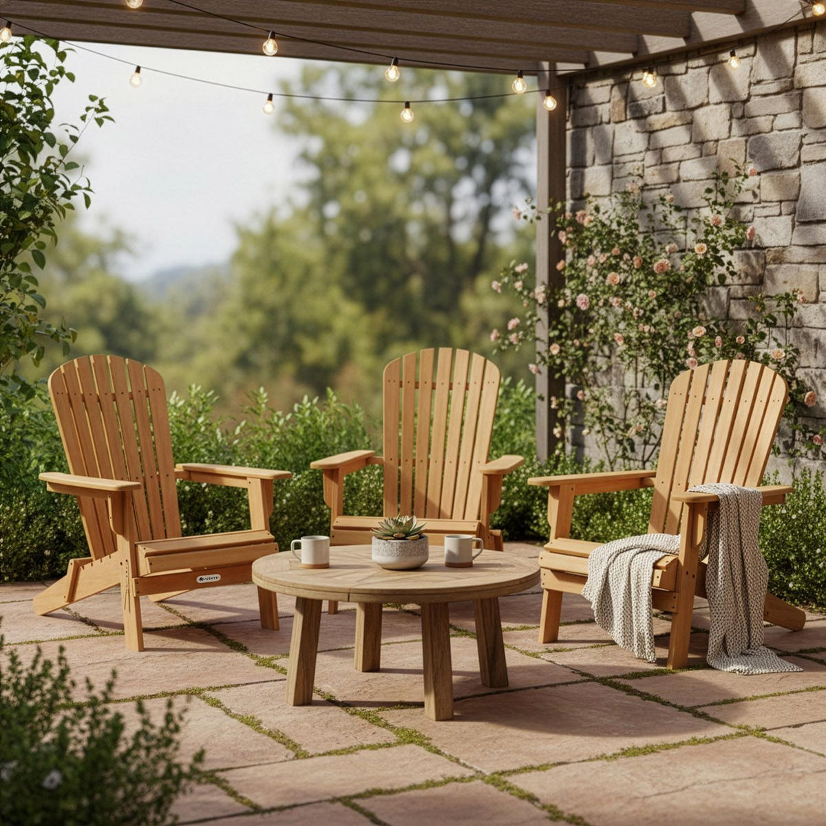 LIEGESTUHL Korfu Akazie klappbar 3er-Set - Naturfarben, Holz (69/94/85cm) - Juskys