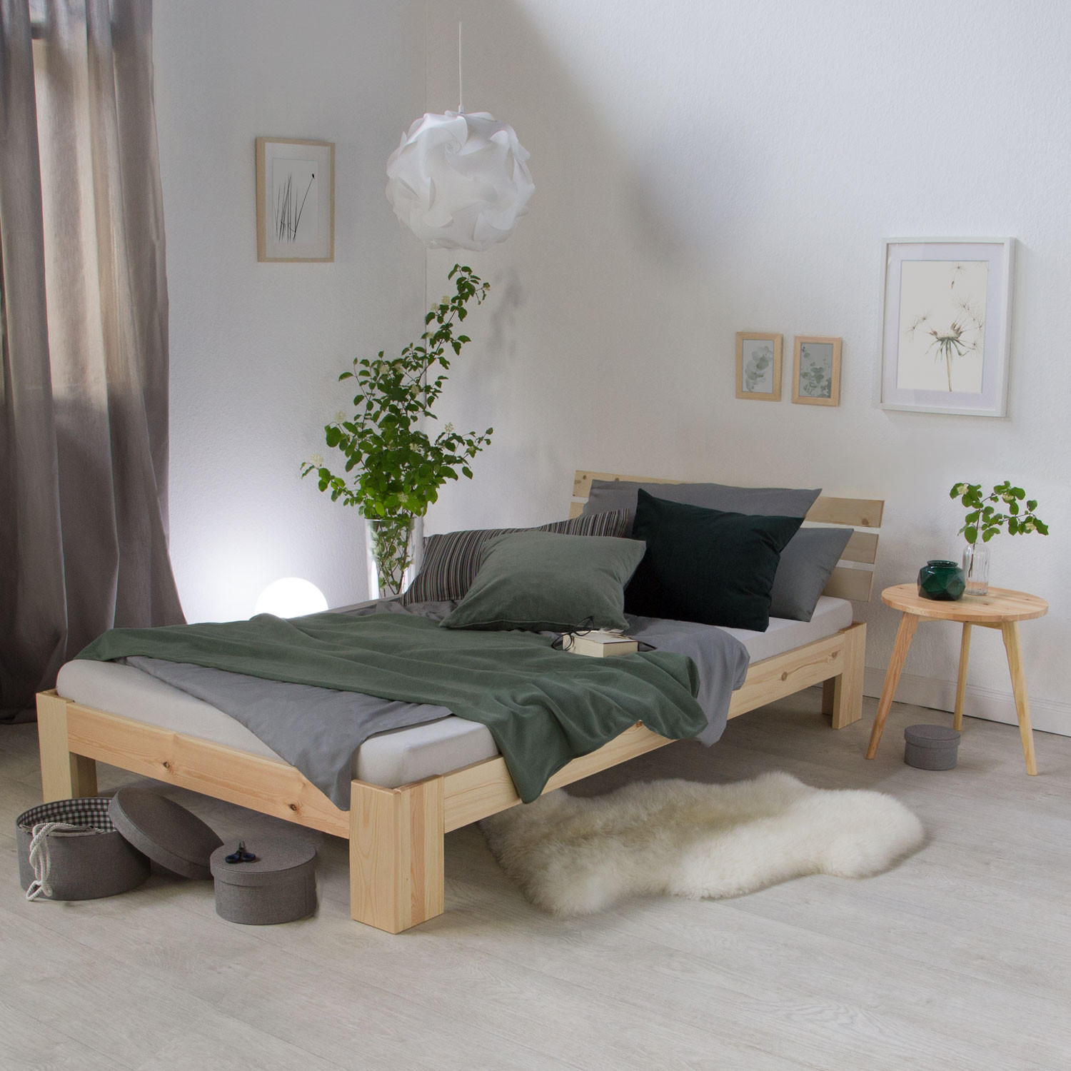 HOLZBETT Natur 90/200 cm Jugendbett mit Lattenrost - Naturfarben, Holz (90/200cm) - Homestyle4u
